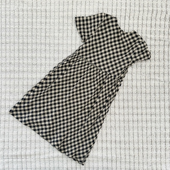 Roolee Black and White Checkered Dress with Floral Embroidery - Picture 2 of 3